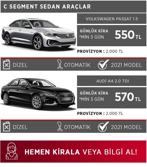c-segment kiralık araçlar, kiralık passat, kiralık audi, kiralık araba